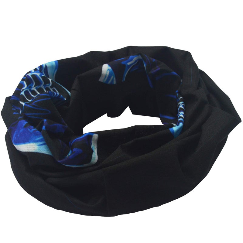 Obacle قناع وجه جمجمة أوباكل نصف لحماية من الغبار والرياح والأشعة فوق البنفسجية والشمس، قناع أنبوبي ثلاثي الأبعاد بدون seams للرجال والنساء، قناع هيكل عظمي رقيق وقابل للتنفس لركوب الدراجات النارية والرياضات والمهرجانات (جمجمة بخط أزرق) - Image 4